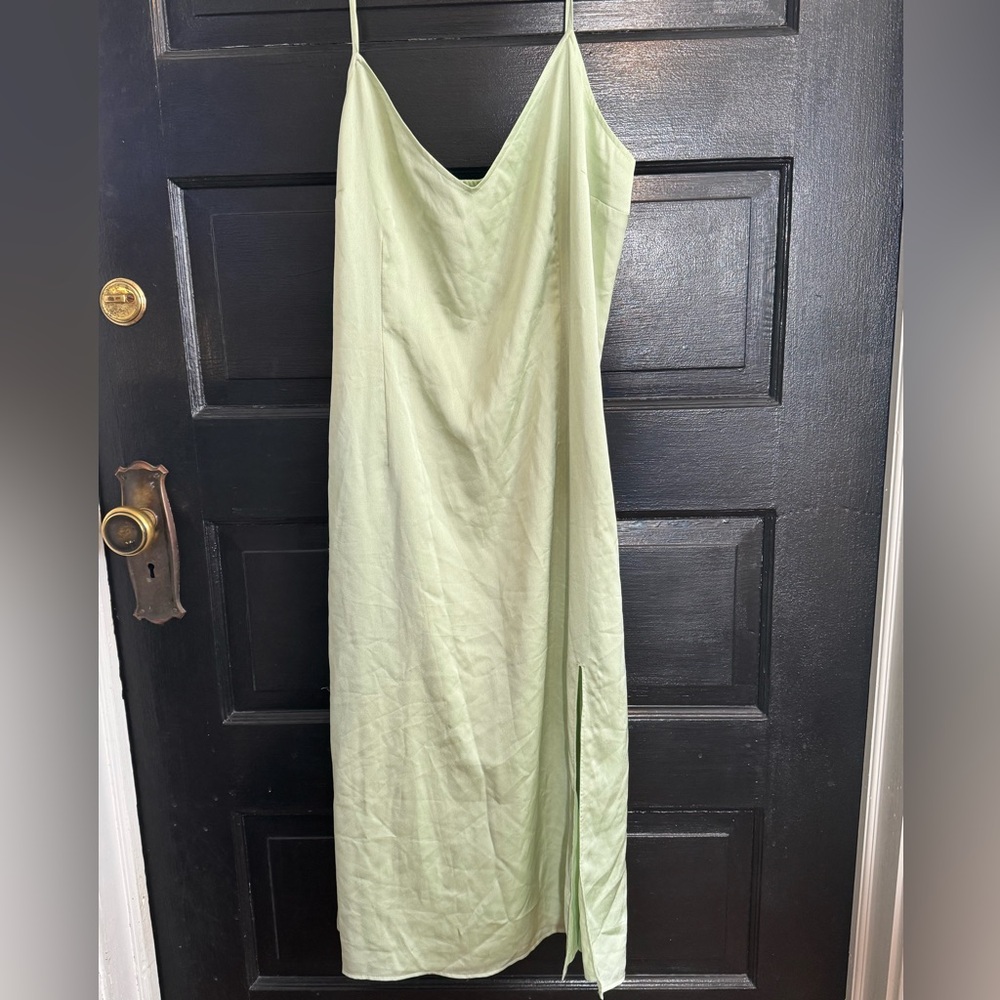 Abercrombie & Fitch Slip Slit Neon Green Dress